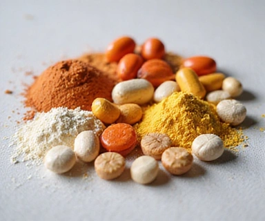 Varietà di vitamine e integratori